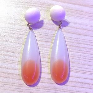 white & orange dangle teardrop earrings!
